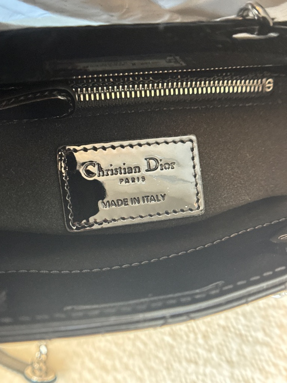 CHRISTIAN DIOR 2023 Mini Lady Dior Bag Black Patent Cannage Calfskin - Picture 13 of 16